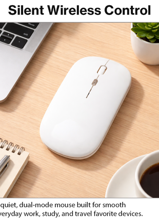 UNISYNC Wireless Mouse 1600 DPI – Bluetooth 5.0 2.4GHz Dual Mode – White