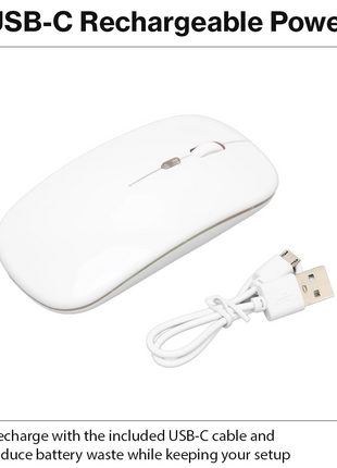 UNISYNC Wireless Mouse 1600 DPI – Bluetooth 5.0 2.4GHz Dual Mode – White