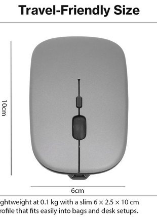 Wireless Mouse 1600 DPI – Bluetooth 5.0 2.4GHz Dual Mode – Matte Grey