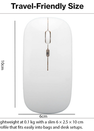 UNISYNC Wireless Mouse 1600 DPI – Bluetooth 5.0 2.4GHz Dual Mode – White