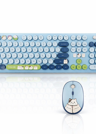 2.4GHz Wireless Keyboard and Mouse Combo, 104-Key Full-Size Retro Typewriter Style Set with USB Receiver, DPI Mouse