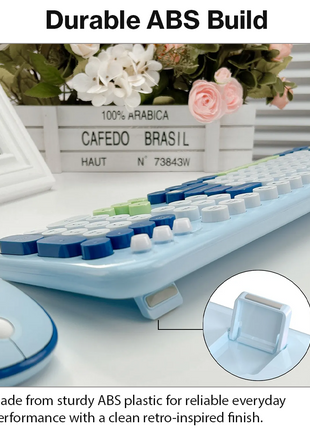 2.4GHz Wireless Keyboard and Mouse Combo, 104-Key Full-Size Retro Typewriter Style Set with USB Receiver, DPI Mouse