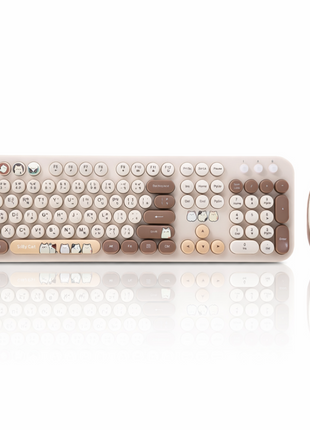 2.4GHz Wireless Keyboard and Mouse Combo, 104-Key Full-Size Retro Typewriter Style Set with USB Receiver, DPI Mouse