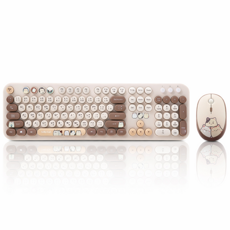 2.4GHz Wireless Keyboard and Mouse Combo, 104-Key Full-Size Retro Typewriter Style Set with USB Receiver, DPI Mouse