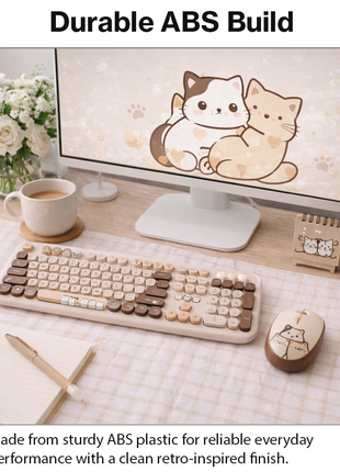 2.4GHz Wireless Keyboard and Mouse Combo, 104-Key Full-Size Retro Typewriter Style Set with USB Receiver, DPI Mouse
