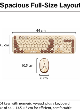 2.4GHz Wireless Keyboard and Mouse Combo, 104-Key Full-Size Retro Typewriter Style Set with USB Receiver, DPI Mouse