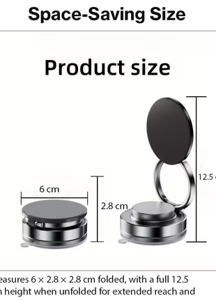 Magnetic Vacuum Suction Car Phone Mount with 360° Adjustable Dual-Axis Arm, Swivel-Lock Base for Dashboard, Windscreen, Desk & Travel