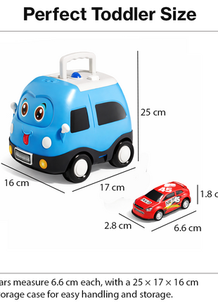 Mini Pull Back Racing Cars Set with Storage Case, 50pcs Metal and Plastic Toy Vehicles,  Push and Go Cars for Toddlers Age 1–2