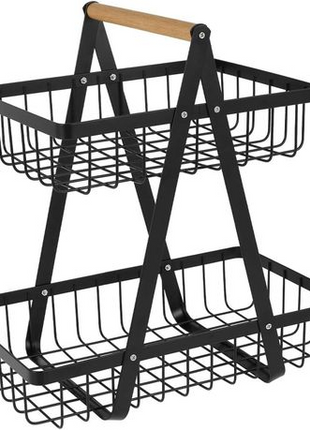 2-Tier Stainless Steel Countertop Fruit Basket, Kitchen Storage Stand.