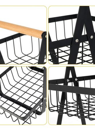 2-Tier Stainless Steel Countertop Fruit Basket, Kitchen Storage Stand.