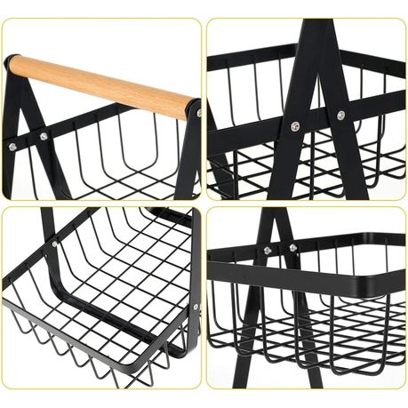 2-Tier Stainless Steel Countertop Fruit Basket, Kitchen Storage Stand.