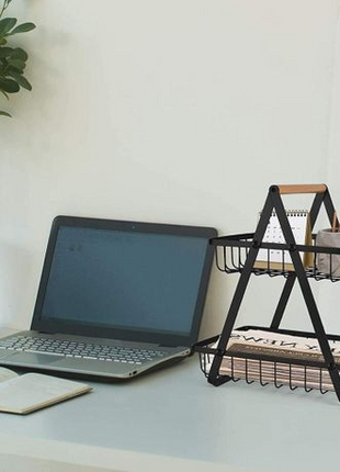 2-Tier Stainless Steel Countertop Fruit Basket, Kitchen Storage Stand.