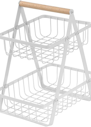 2-Tier Stainless Steel Countertop Fruit Basket, Kitchen Storage Stand.
