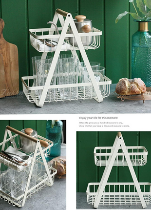 2-Tier Stainless Steel Countertop Fruit Basket, Kitchen Storage Stand.