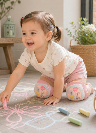 Baby Crawling Knee Pads – Soft Mesh Anti-Slip Cushioned Protectors – Breathable Cotton-Blend – Mixed Cartoon