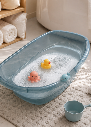 Portable Infant Bath Tub Anti-Slip BPA-Free Plastic Baby Bathing Basin for Home Bathroom Newborn & Toddler Blue