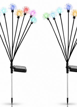 Solar Swaying Outdoor Lights 2-Pack, Color-Changing Firefly Garden Lights with Solar Charging, Flexible Stems and Ground Stakes for Outdoors
