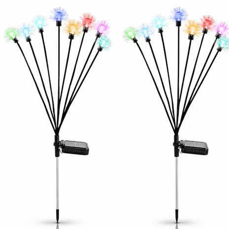 Solar Swaying Outdoor Lights 2-Pack, Color-Changing Firefly Garden Lights with Solar Charging, Flexible Stems and Ground Stakes for Outdoors