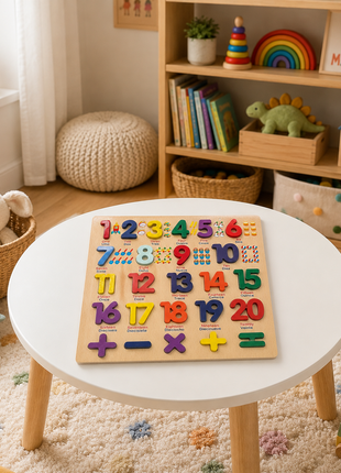 Montessori Wooden 3D Number Puzzle Board 0–9 – Early Learning Toy for Toddlers -Bilingual - English/Spanish