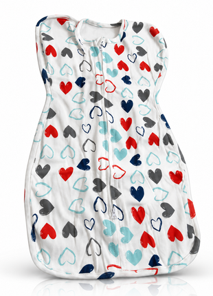 Baby Swaddle Sleep Sack with Twin Zip Closure, Functional Newborn Wrap Blanket, Bunny Rainbow Print