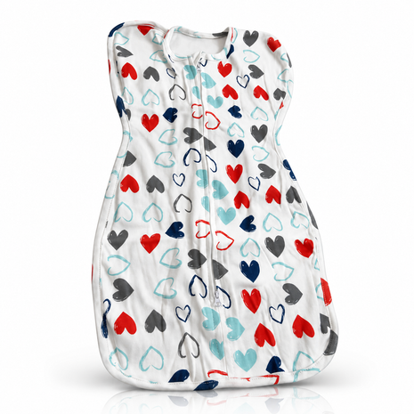Baby Swaddle Sleep Sack with Twin Zip Closure, Functional Newborn Wrap Blanket, Bunny Rainbow Print