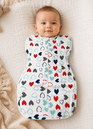 Baby Swaddle Sleep Sack with Twin Zip Closure, Functional Newborn Wrap Blanket, Bunny Rainbow Print