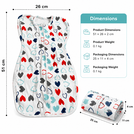 Baby Swaddle Sleep Sack with Twin Zip Closure, Functional Newborn Wrap Blanket, Bunny Rainbow Print