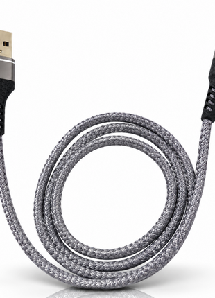 USB-A to Lightning Fast Charging & Data Sync Cable 30 cm Braided Nylon - Grey