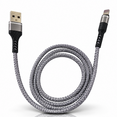 USB-A to Lightning Fast Charging & Data Sync Cable 30 cm Braided Nylon - Grey