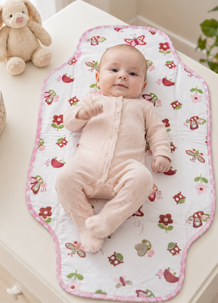 Waterproof Baby Changing Pad Mat Foldable Portable Diaper Changing Station Lightweight Travel Mat butterflies and flowers