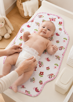 Waterproof Baby Changing Pad Mat Foldable Portable Diaper Changing Station Lightweight Travel Mat butterflies and flowers