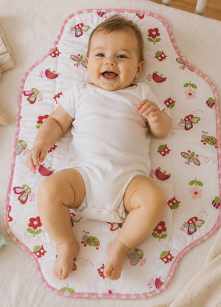 Waterproof Baby Changing Pad Mat Foldable Portable Diaper Changing Station Lightweight Travel Mat butterflies and flowers