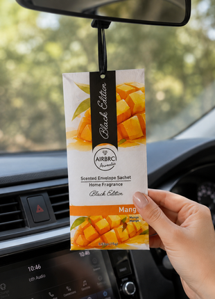 Black Edition mango Scented Envelope Sachet 15 g (0.53 oz) Home & Car Fragrance 12 Pack 10 × 18 cm Air Freshener Sachets