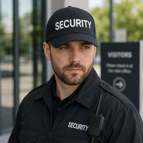 2-Pack Embroidered Security Caps – Adjustable Hook and Loop Closure, One Size Fits Most, Black, 100% Acrylic