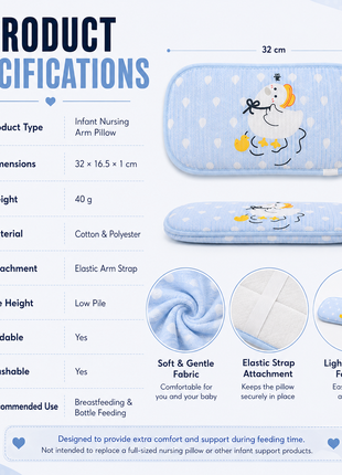 Infant Nursing Pillow Breastfeeding Arm Pad Sweat Absorbing Cotton Blend Feeding Support Cushion