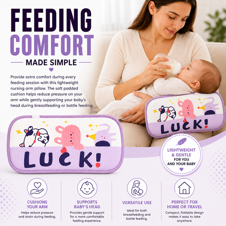 Infant Nursing Pillow Breastfeeding Arm Pad Sweat Absorbing Cotton Blend Feeding Support Cushion - Luck