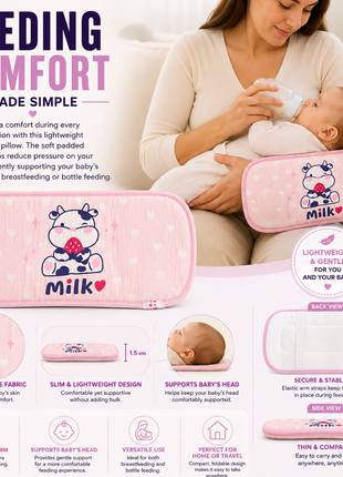 Infant Nursing Pillow Breastfeeding Arm Pad Sweat Absorbing Cotton Blend Feeding Support Cushion - Cow