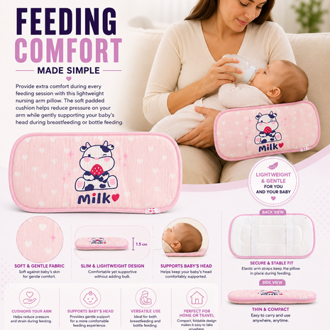 Infant Nursing Pillow Breastfeeding Arm Pad Sweat Absorbing Cotton Blend Feeding Support Cushion - Cow