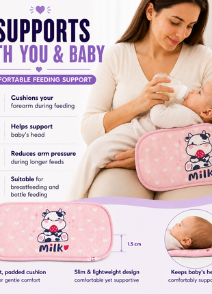 Infant Nursing Pillow Breastfeeding Arm Pad Sweat Absorbing Cotton Blend Feeding Support Cushion - Cow