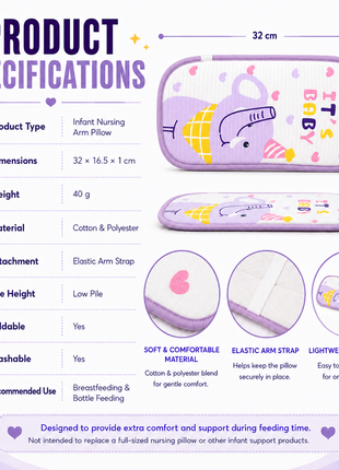 Infant Nursing Pillow Breastfeeding Arm Pad Sweat Absorbing Cotton Blend Feeding Support Cushion - Elephant