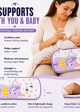 Infant Nursing Pillow Breastfeeding Arm Pad Sweat Absorbing Cotton Blend Feeding Support Cushion - Elephant