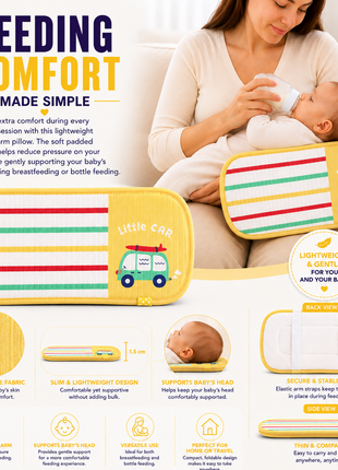 Infant Nursing Pillow Breastfeeding Arm Pad Sweat Absorbing Cotton Blend Feeding Support Cushion - Car