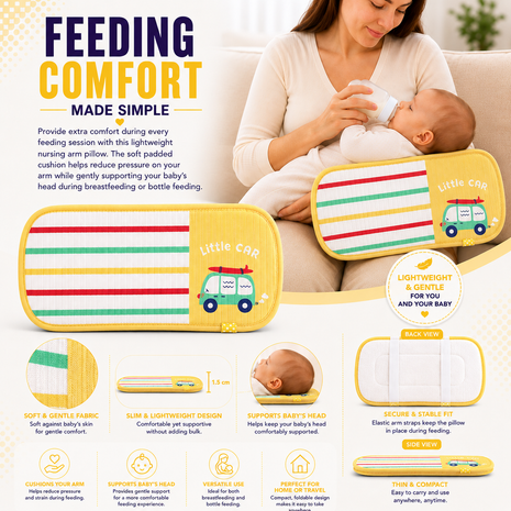Infant Nursing Pillow Breastfeeding Arm Pad Sweat Absorbing Cotton Blend Feeding Support Cushion - Car
