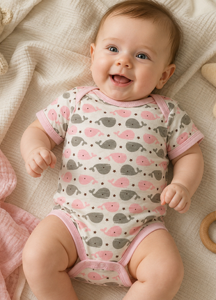 10 Piece Baby Gift Set 4 Cotton Short Sleeve Bodysuits 6 Cotton Towels with Mesh Storage Bag Pink 9 Months