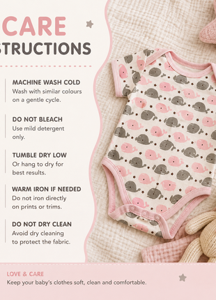 10 Piece Baby Gift Set 4 Cotton Short Sleeve Bodysuits 6 Cotton Towels with Mesh Storage Bag Pink 9 Months