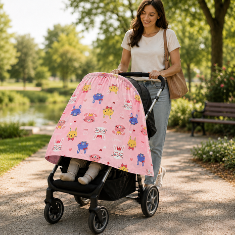 Multi-Use Stretch Baby Cover for Car Seat, Nursing, Stroller & High Chair