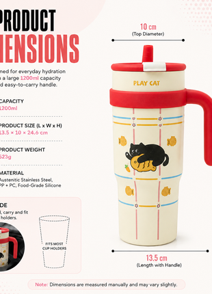1200ml Vacuum Insulated Stainless Steel Tumbler with Handle & Straw Lid – 6 Hour Temperature Retention Pink