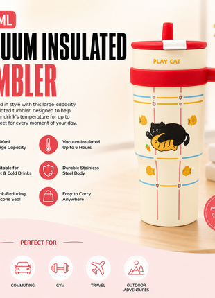 1200ml Vacuum Insulated Stainless Steel Tumbler with Handle & Straw Lid – 6 Hour Temperature Retention Pink
