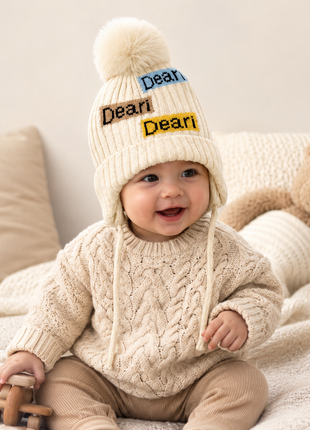 Kids Wool Winter Beanie with Fur Lining for Ages 3–10 Years