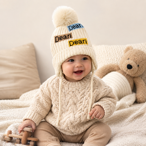 Kids Wool Winter Beanie with Fur Lining for Ages 3–10 Years